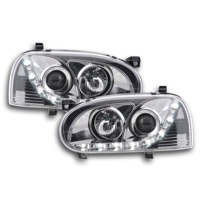 feux de jour phare avant lumiere du jour VW Golf 3 An. 91-97 chrome