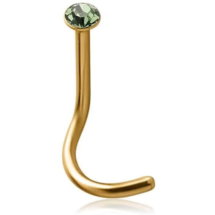INOKI - Stud de Nez plaqué Or 18k Cristal de Swarovski 2.25mm - Jonc-Tige 0.8 mm, Longueur 6.5 mm, Élément 2.35 mm 167633