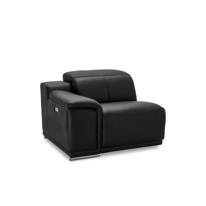 Furnhouse - Canapé modulable en cuir noir Alexa - bras 1 place Letf, 105x102x73 cm