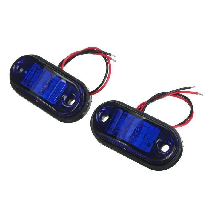 2PCS 10-30V Feux de Remorque Côté 2 LED étanche Frein d'arrêt Pour Camion Caravane Bleu Bo41729