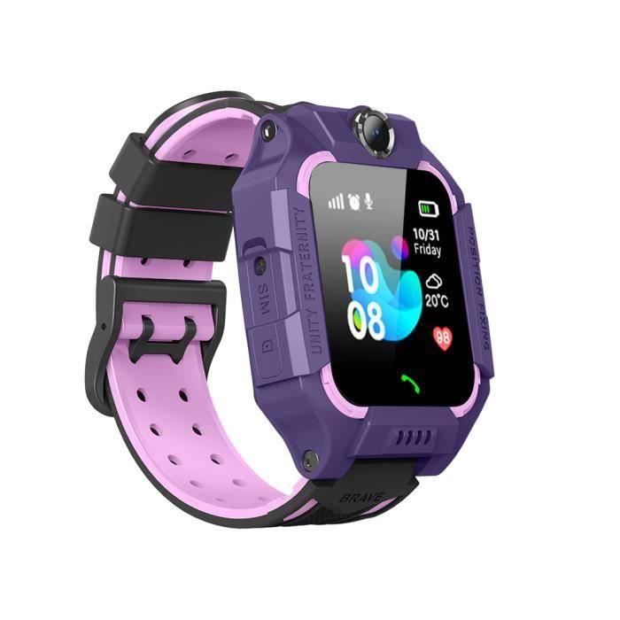Montre Connectée Enfant 32 Mo + 32 Mo Violet Smartwatch LBS Tracker avec Caméra Appel SOS Calendrier Réveil pour Android iOS