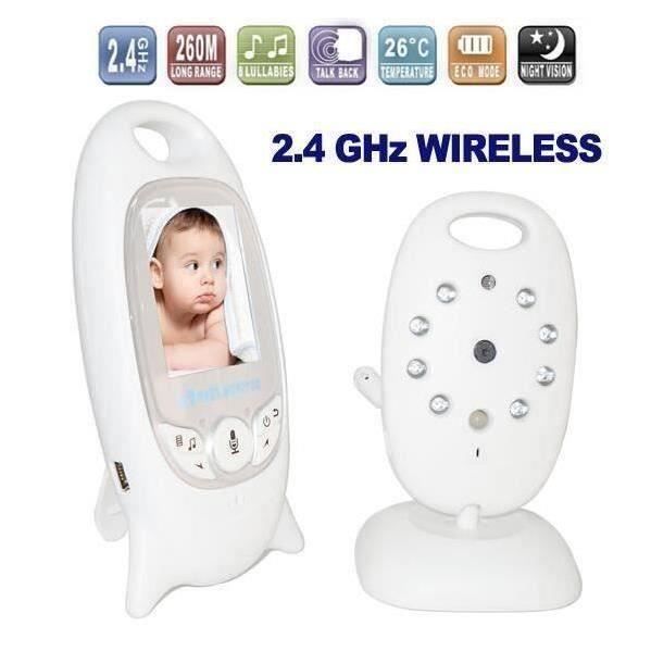 WH Bébé Moniteur 2 - LCD Couleur Babyphone 2.4 GHz Vidéo Numérique Baby + Caméra Vidéosurveillance Sans Fil 2 Voies IR Audio Bidire