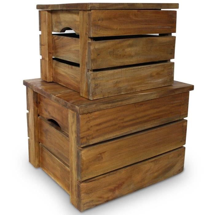 LUXE& Jeu de caisse de rangement 2 pcs Banc de rangement Coffre de rangement- Boîte de rangement Design Confort & Chic - Malle1586