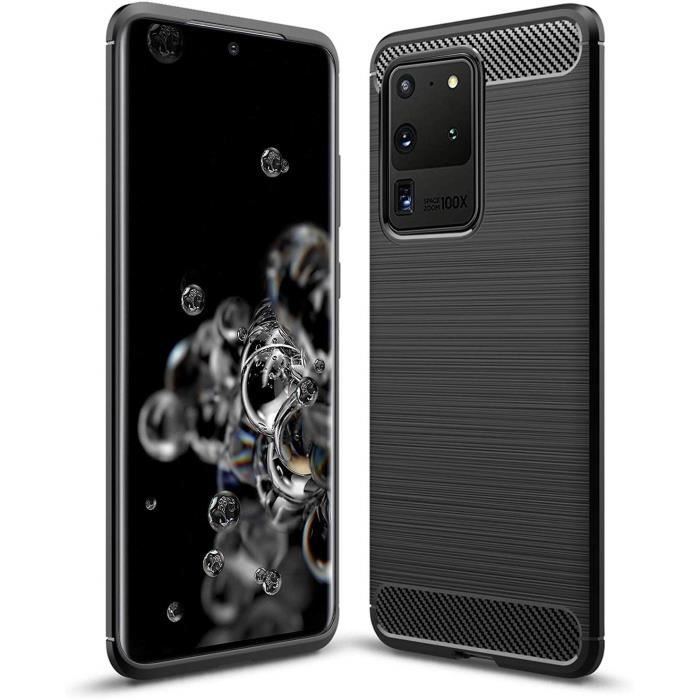 Coque pour Samsung Galaxy S20 Ultra , Coque Silicone Anti-Choc Anti-Rayure Gel Case - Noir