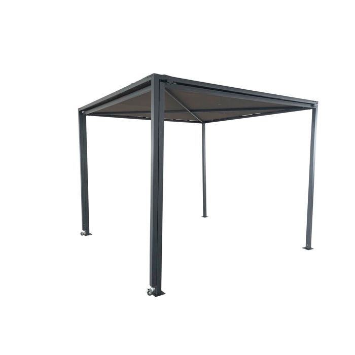 Gibara - Pergola coulissante avec roues 5,5x2,5M - Gris & taupe