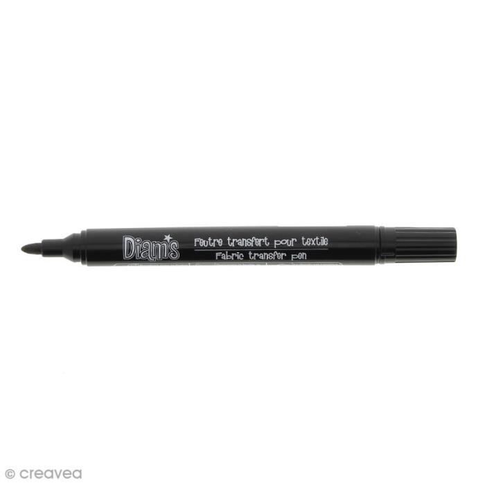 Feutre transfert textile Diam's Noir Feutre pour transfert textile : - Couleur : Noir - Dimensions : 14,5 cm - A tester sur de
