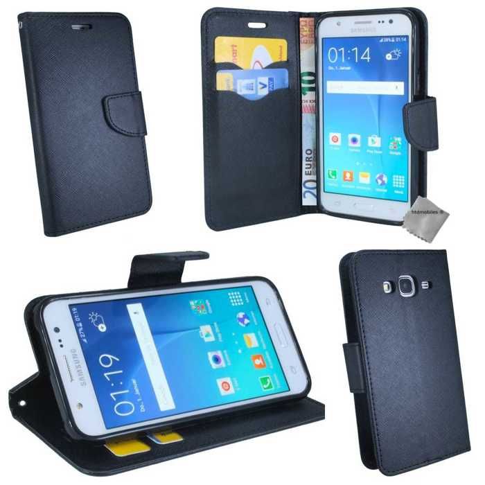 Housse etui portefeuille silicone gel pour Samsung Galaxy J5 (2016) + film ecran - NOIR - NOIR