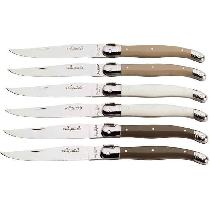 LAGUIOLE Lot de 6 couteaux - 1,2 mm - Lame Inox - Manche ABS lin