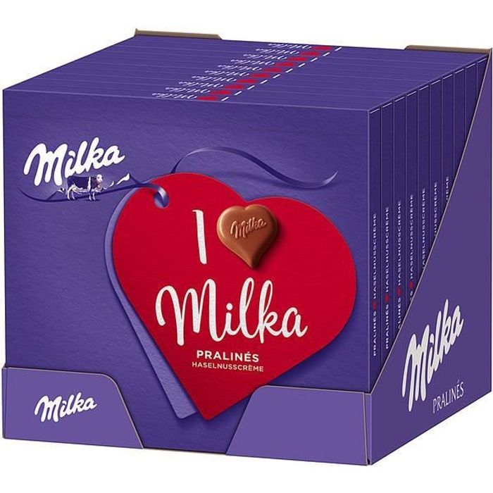 Milka I love Milka Pralinés à la crème de noisettes 110g (Pack de 10)