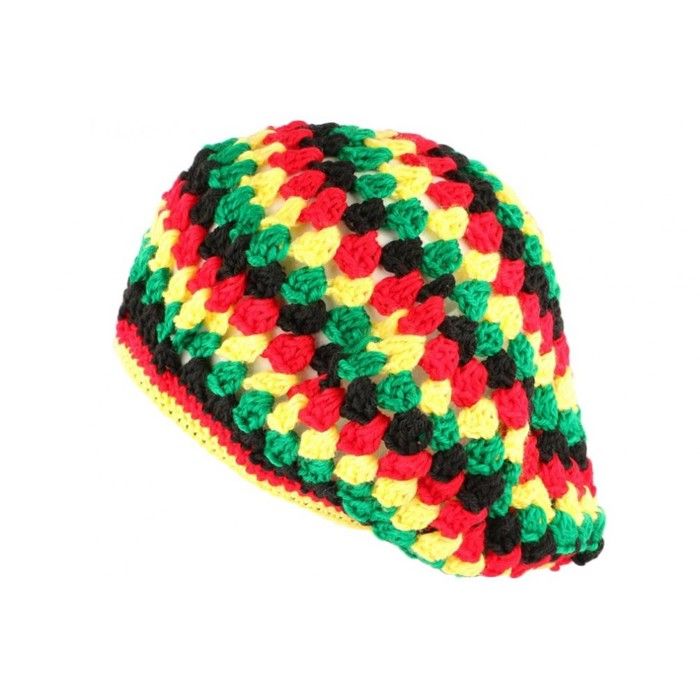 Beret Bonnet Rasta jaune vert rouge oversize Raygo - Rouge - Taille unique