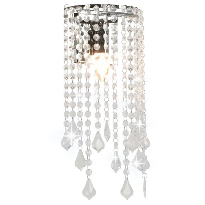 Plafonnier-Lustre Suspension et perles cristal Argenté Rectangulaire Ampoules E14