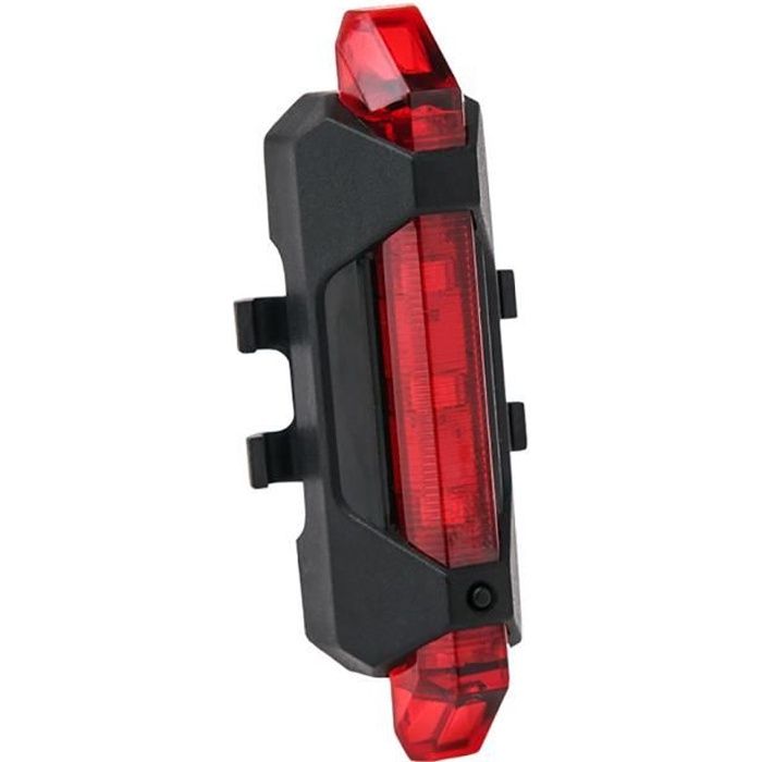 Éclairage arrière de la queue de bicyclette arrière USB rechargeable arrière-feux arrière-câble d'avertissement de sécurité (rouge)