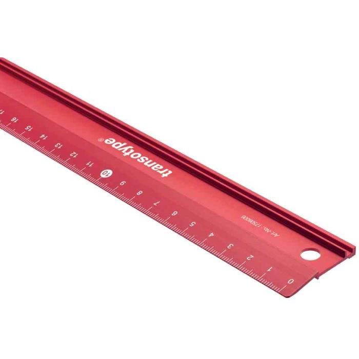 Règle de découpe Aluminium anti dérapante 300 mm Rouge