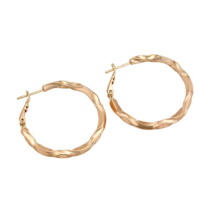 Boucles dOreilles - Femme - Créoles - Jonc - Torsadé - Plaqué Or Jaune 750/1000 - 3 Microns - 35 mm