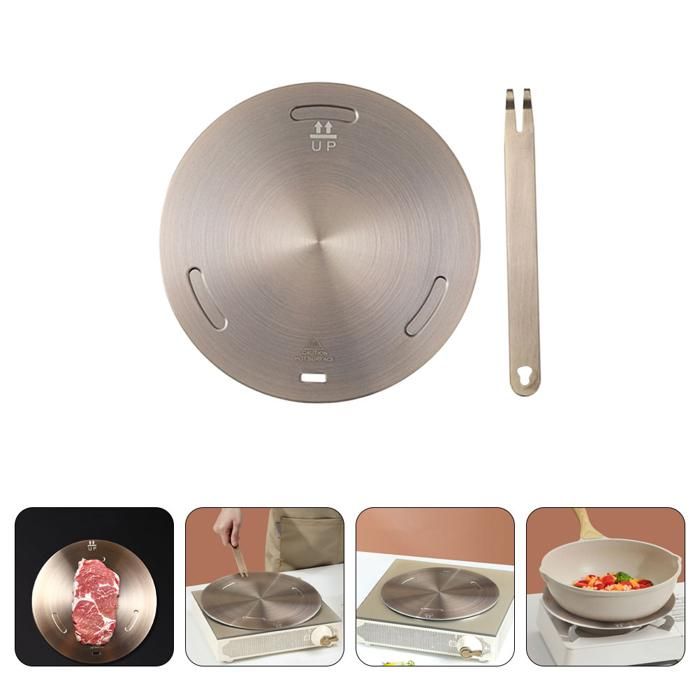 Plaque Adaptateur Induction 24 Cm Avec Poignée Pliable – Utilisable Recto-Verso – Antidérapante Pour Cuisinière Gaz Électrique