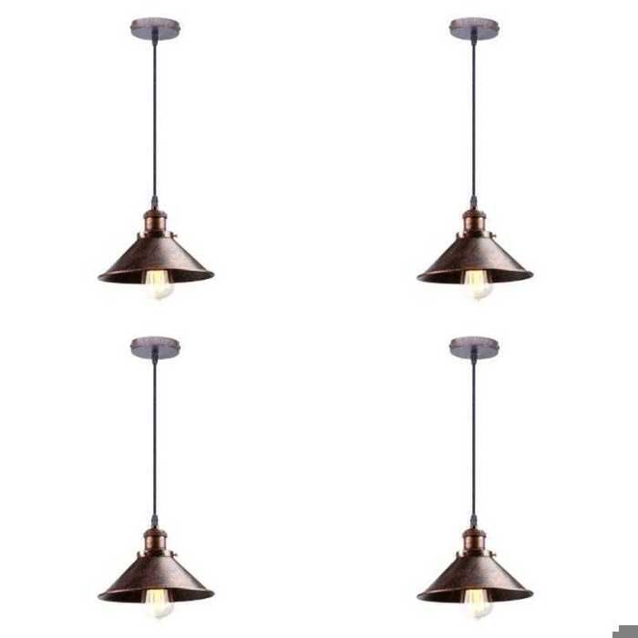 WOTTES 4 x Rétro Suspension Luminaire Industriel Design Edison Luminaire Plafonnier E27 Lustre Suspension en Métal Ø22cm