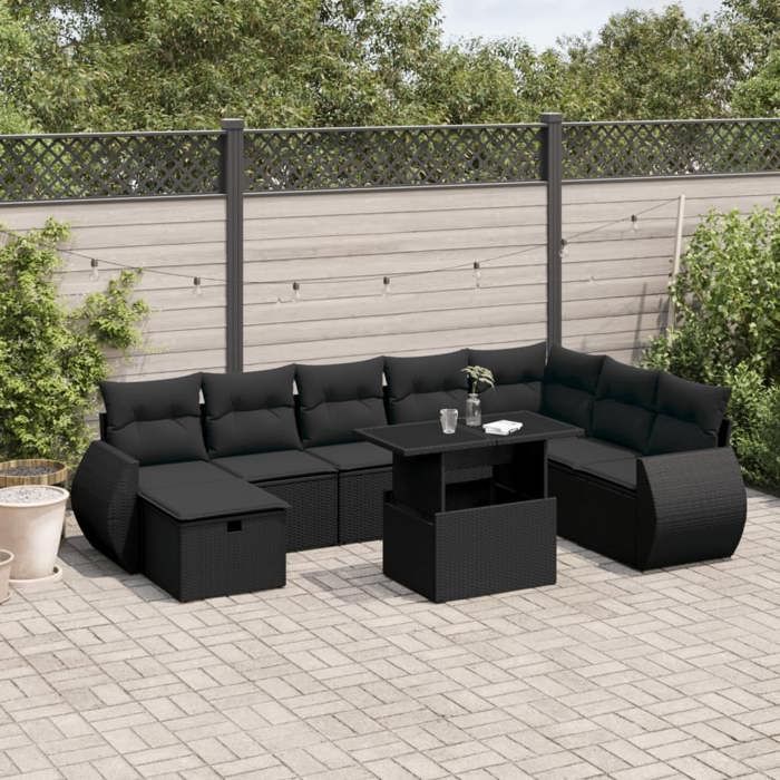 vidaXL Salon de jardin 9 pcs coussins - vue 8