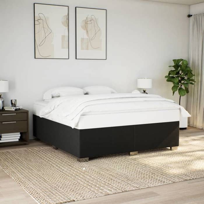 vidaXL Cadre de Lit Noir 200x200 cm Tissu sommier cadre de lit plateforme cadre de lit rembourré meuble de chambre à 3284501