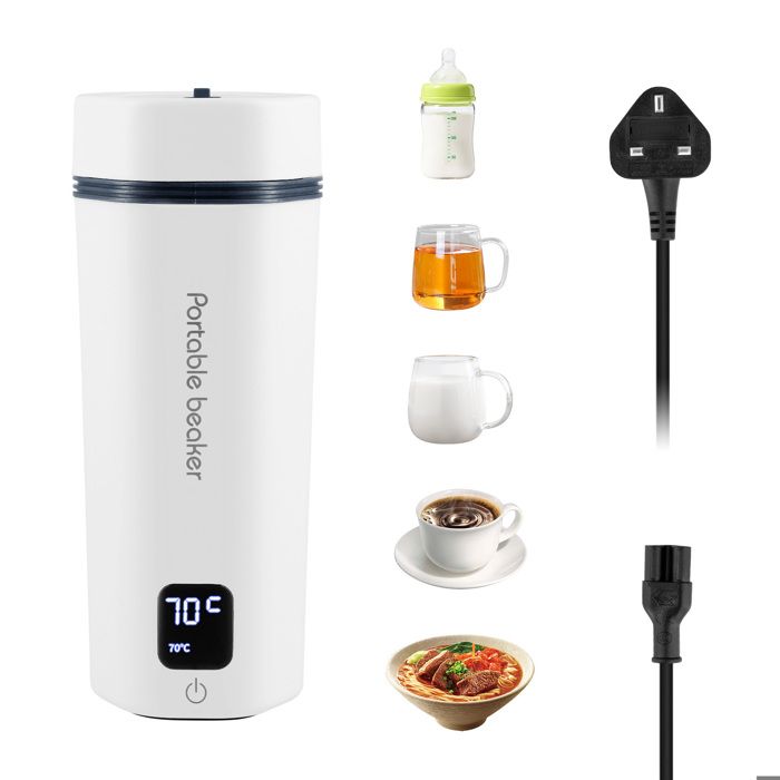Bouilloire Portable 500ml - Voyage Bureau - Acier Inox 304 - Arrêt Auto - Blanc