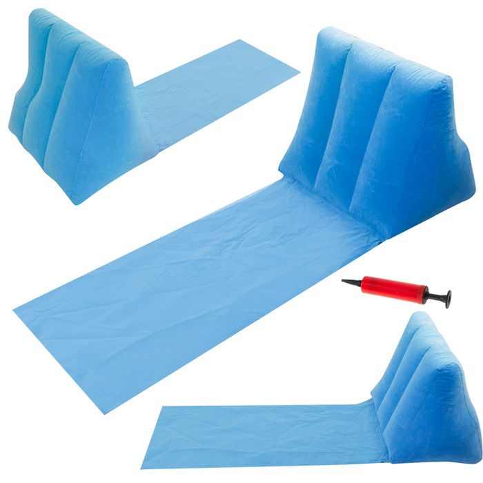 NICOLA Tapis de Plage Gonflable Bleu avec Oreiller, Matelas de Plage Pliable Portable, Chaise Longue Piscine pour Plage Camping Piscine Pique-nique | Leroy Merlin