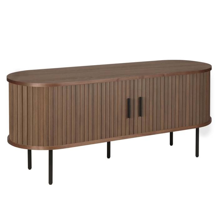 Meuble TV en mélaminé et acier 120 cm noyer Marius - Oviala Meuble TV en mélaminé et acier 120 cm noyer Marius - Oviala