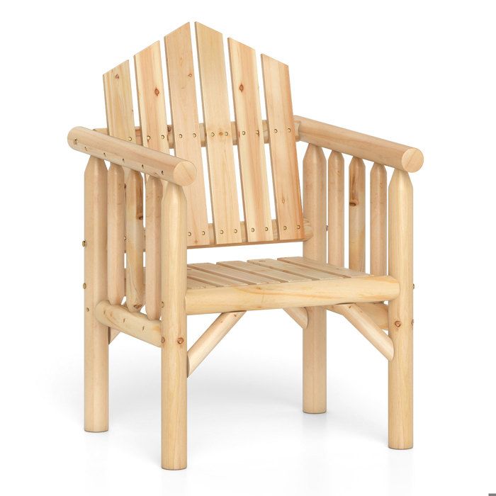 GOPLUS Fauteuil dExtérieur avec Accoudoirs Confortables et Dossier Haut Incliné 66x62 5x98cm Charge 150KG Naturel