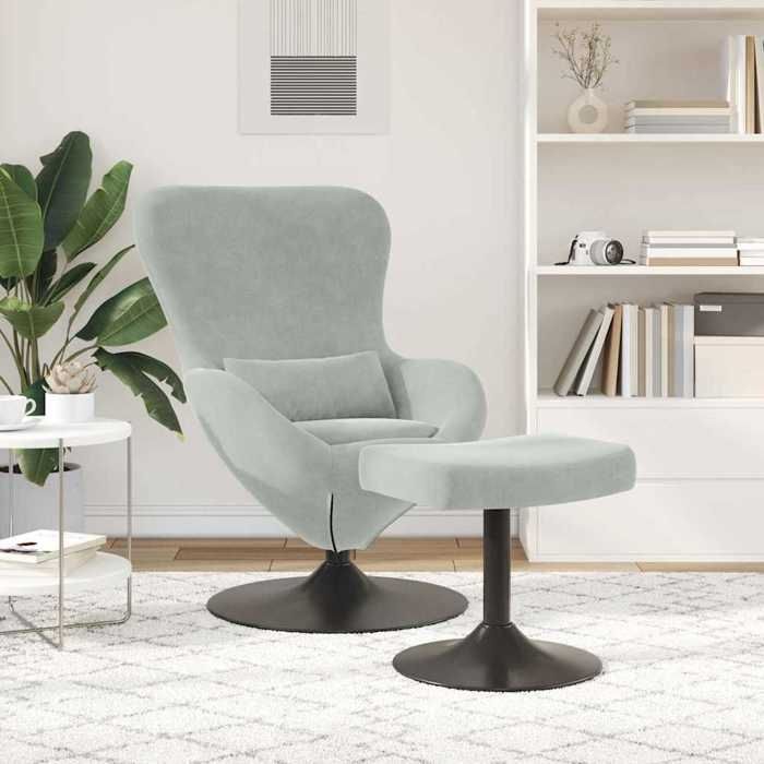 CLARENCE® Fauteuil simple - Chaise-Canapé - pour salon/chambre/bureau - Lot de 2 Gris clair 63x73x90 cm Velours LV5338