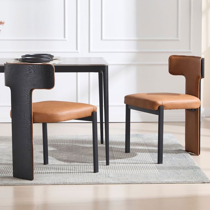 Ya-Home Chaise de Salle à Manger Lot de 2 Chaise Salle à Manger Chaise de Cuisine Moderne pour Restaurant Salon Cuir PU Marron