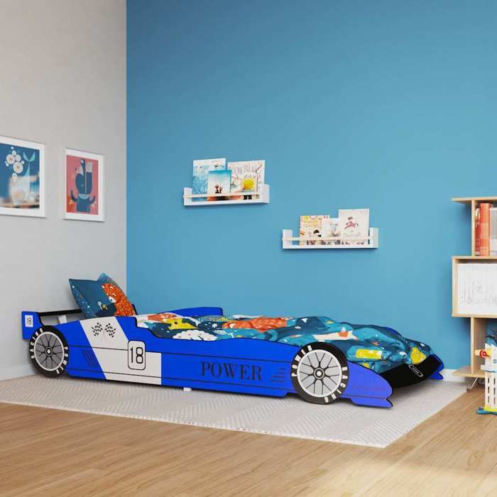 HOT Ventes Lit voiture de course pour enfants 90xLit voiture de course pour enfants 90x200 cm Bleu 67126