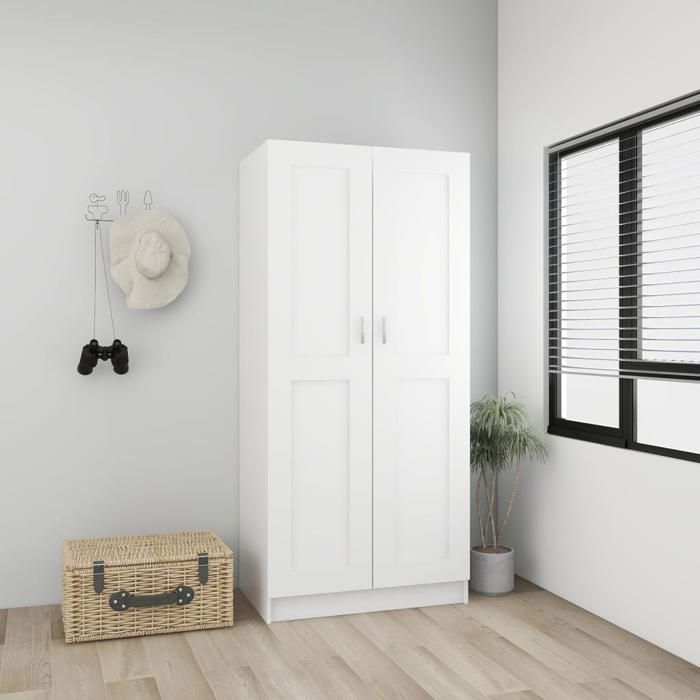 Blanc Garde-robe JILLS Armoire penderie Pour chambre Blanc 82 5x51 5x180 cm Aggloméré LV1572