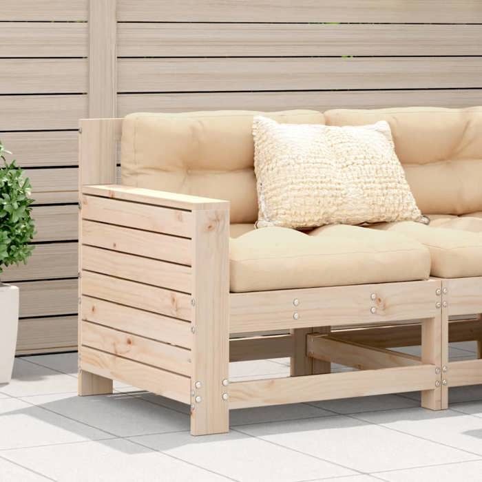 Canapé de jardin en bois de pin - vidaXL - 69x62x70 5 cm - Bois massif de pin - Coussin beige - Accoudoir