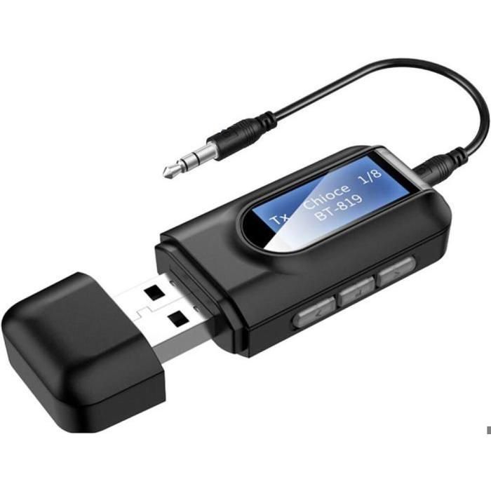 Adaptateur Bluetooth 5.0 Transmetteur avec écran LCDRécepteur et Émetteur 3 en 1 sans Fil Double Connexion Jack 3.5mm - vue 2