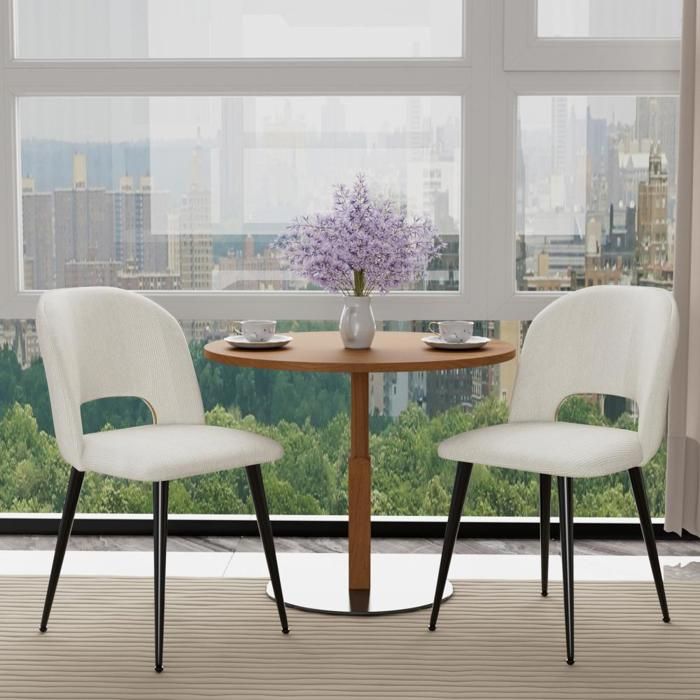 Lot de 2 chaises de salle à manger en velours-Avec dossier-Chaises de cuisine-Fauteuils-Convient pour la chambre à coucher-XJING