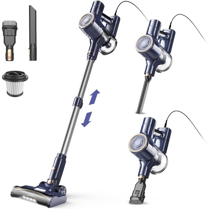 Aspirateur balai avec fil sans sac - SVATV - 600W - 23Kpa - Câble 6m - Tube rétractable 80-105cm - Filtre HEPA - Svatv