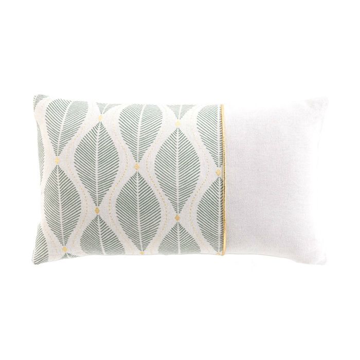 Coussin déhoussable 30 x 50 cm polycoton imprimé métallisé Maho Sauge Coussin déhoussable 30 x 50 cm polycoton imprimé métallisé Maho Sauge