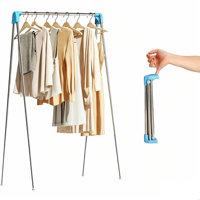 GOTOTOP Portant à vêtements de voyage Portant à Vêtements Portable Support de Séchage Pliable de Voyage Rétractable meuble cintre