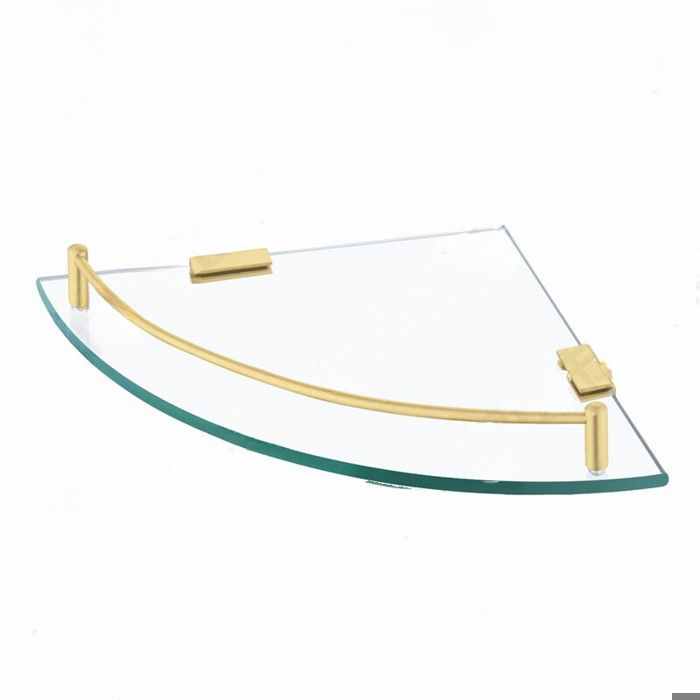 Étagère angle verre trempé SUS304 or brossé avec porte-serviette