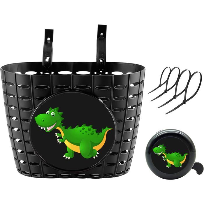 Panier de vélo pour garçons avec Cloche Joli Panier de vélo Dinosaure pour Enfants Tout-Petits Panier de Guidon