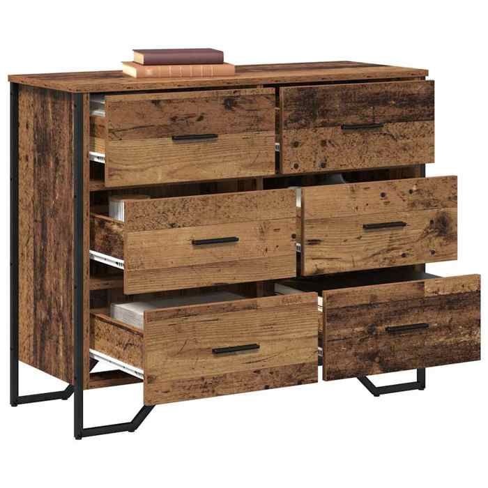 (8679)Meuble rangement - contemporain - Commode avec tiroir (2 pcs )- Bois ancien 91x35 5x74 5 cm poid:36 kg
