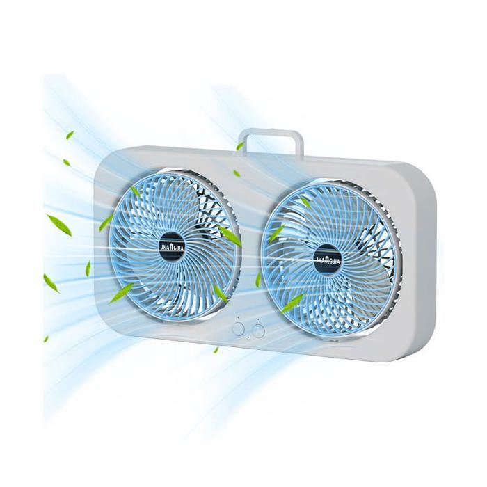 Mini Ventilateur Double Tête USB Rechargeable - 3 Vitesses Réglage 90° Ventilation Puissante Portable pour Chambre/Dortoir/Plage