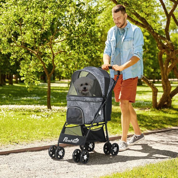 Poussette pour animaux pliable chien et chat roues avec freins rangement polyester 81 x 48 x 99 cm ORVRYN