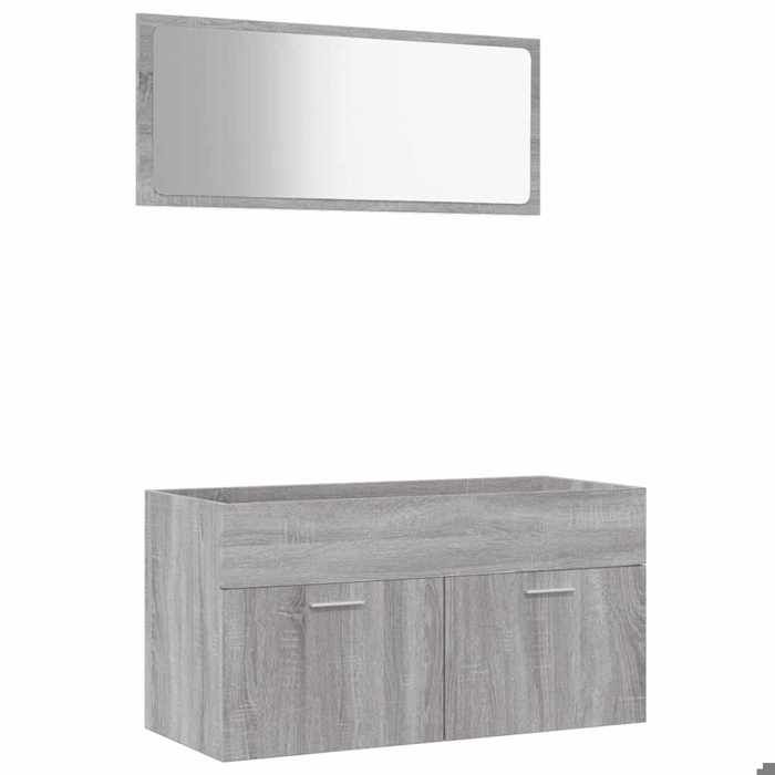 Ensemble de 2 Meubles de salle de bain - vidaXL - meuble de salle de bain - bois dingénierie - sonoma gris - 90 x 385 x 46 cm{zhb9