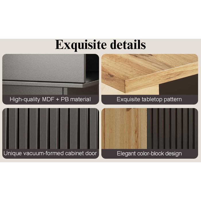 DESVIAE Table à manger extensible 110-140 x 80 cm avec rangement noir et naturel 4-6 personnes