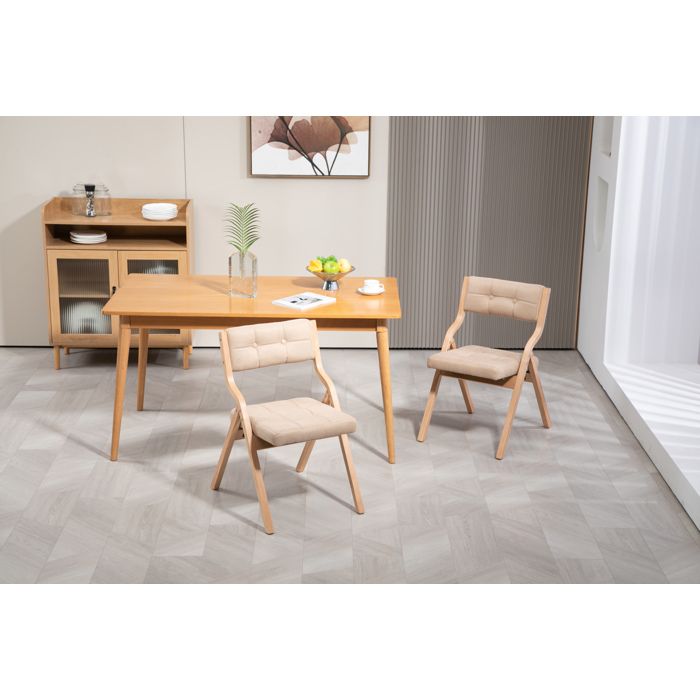 Lot de 2 chaises pliantes de salle à manger en bois avec assise et dossier rembourrés kaki 48 x 61 x 77 cm