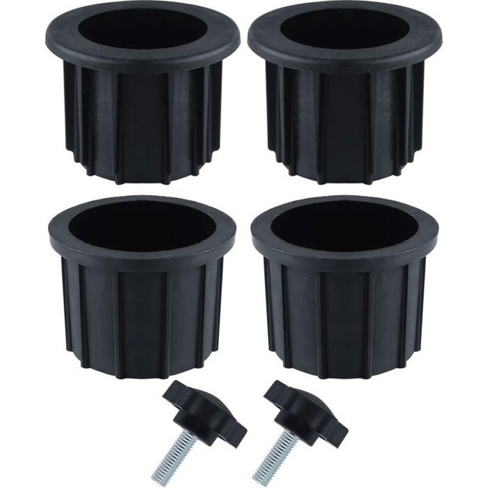– Pack de 2 ensembles daccessoires pour parasol – 6 pièces – 4 anneaux de 15 et 19 pouce – 2 vis M8 de 40 mm – Couleur noire