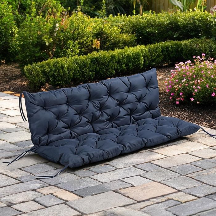 Coussin assise-dossier capitonné Chesterfield pour banc 150 x 98 x 8 cm polyester bleu