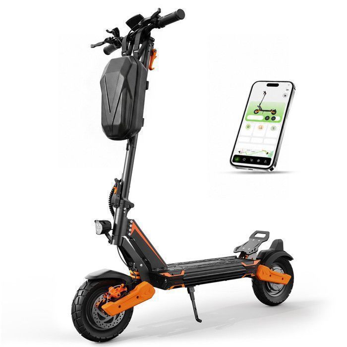 Trottinette électrique Pliable GT1 Dual-App/Sac-10-800W×2-48V13 Ah-50 km/h-Max 55 km-Amortisseur à bras oscillant-Tout terrain