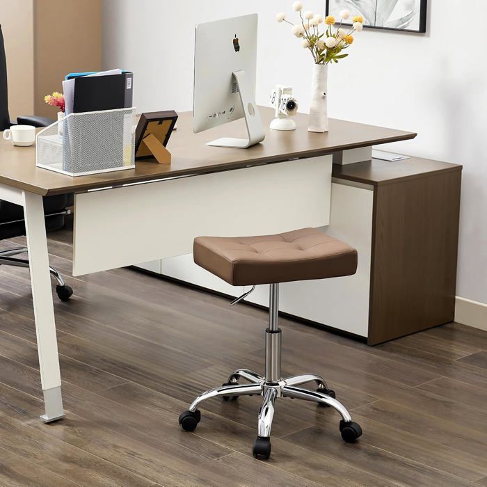 Tabouret De Bureau Ergonomique Avec Roulettes (Hauteur Réglable De 43 2 À 53 3Cm) (Capacité De 136 1 Kg) Tabouret De Bureau [IN62]