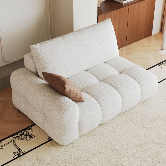 Canapé modulable 2 places méridienne gauche réversible sans montage - YEAVIO - mousse haute élasticité tissu blanc cassé