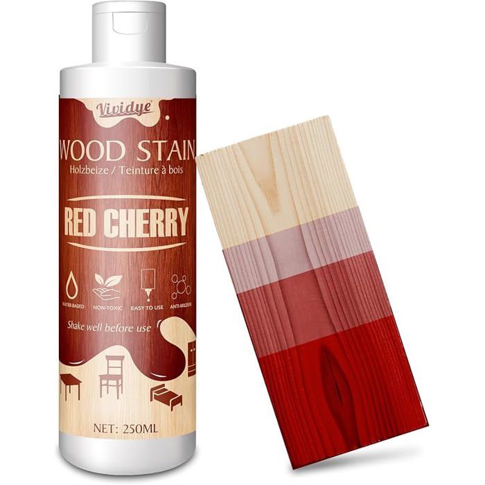 Teinte à Bois Cerise Rouge 250ml Peinture Bois à Base eau pour Meubles intérieur et extérieurCerise Rouge TRAITEMENT